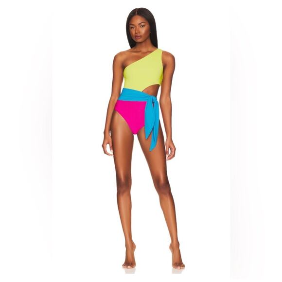 Beach Riot Swimsuit One Piece Carlie Retro Brights Colorblock XS Beach Vacation - Picture 9 of 9